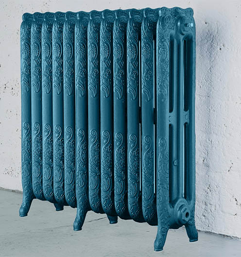 floreal desenli dokum radyator mavi renk